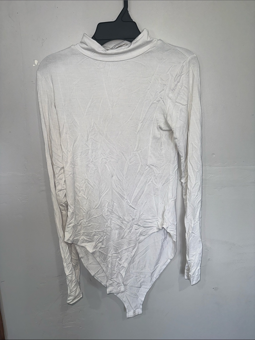 Women’s White Long-Sleeve Turtleneck Bodysuit - Minimal Layering Top